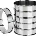 FANGSUN Crumpet Rings, English Muffin Rings 4 Inch,Stainless Steel Tart Rings for Baking,Double Rolled Nonstick Round Cake Ring, Metal Pastry Ring Mold for Griddle, Cooking Egg Ring for Dessert Food (4 Inch, Set of 6)