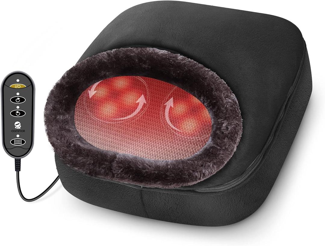 COMFIER Foot Warmer Massager,Gifts for Women,Men,Shiatsu Foot Massager with Heat, Electric Heating Pad for Back Feet,Back Massager for Pain Relief(Black)