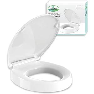 Raised Toilet seat 2.91 inch Round, 16.5 x 14.3inch Compatible | Soft Close + Quick-Release, Easy Clean, Bottom/Top Fixing, Safe Anti-Slip Pad Never Loosen, PP, White, 3 Years Support