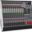 12 Channel Audio Mixer Professional Sound Mixing Board with 99 DSP Effects, 7-band EQ Digital DJ Mixer Console w/USB Bluetooth MP3 for Recording, Independent 48V Power & Mute Button