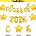 2 x Gold Class of 2026 Balloons 16 Inch Graduation Balloons Class of 2026 Balloon with Star Balloons for Graduation Decorations 2026