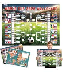Planetgreen 2026 World Cup Poster Set, Soccer Schedule & 48 Team Bracket Wall Chart, 2 Pack 23.6 x 16.9 Inch PVC, Dry Erase Tournament Tracker, Football Wall Decor Gifts for Soccer Fans