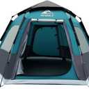 Hewolf 2/3/4 Person Camping Tent - Instant Pop Up Waterproof 2 Doors Tent with Easy Setup | 3-Season Hexagonal Dome Design for Family, Hiking & Traveling