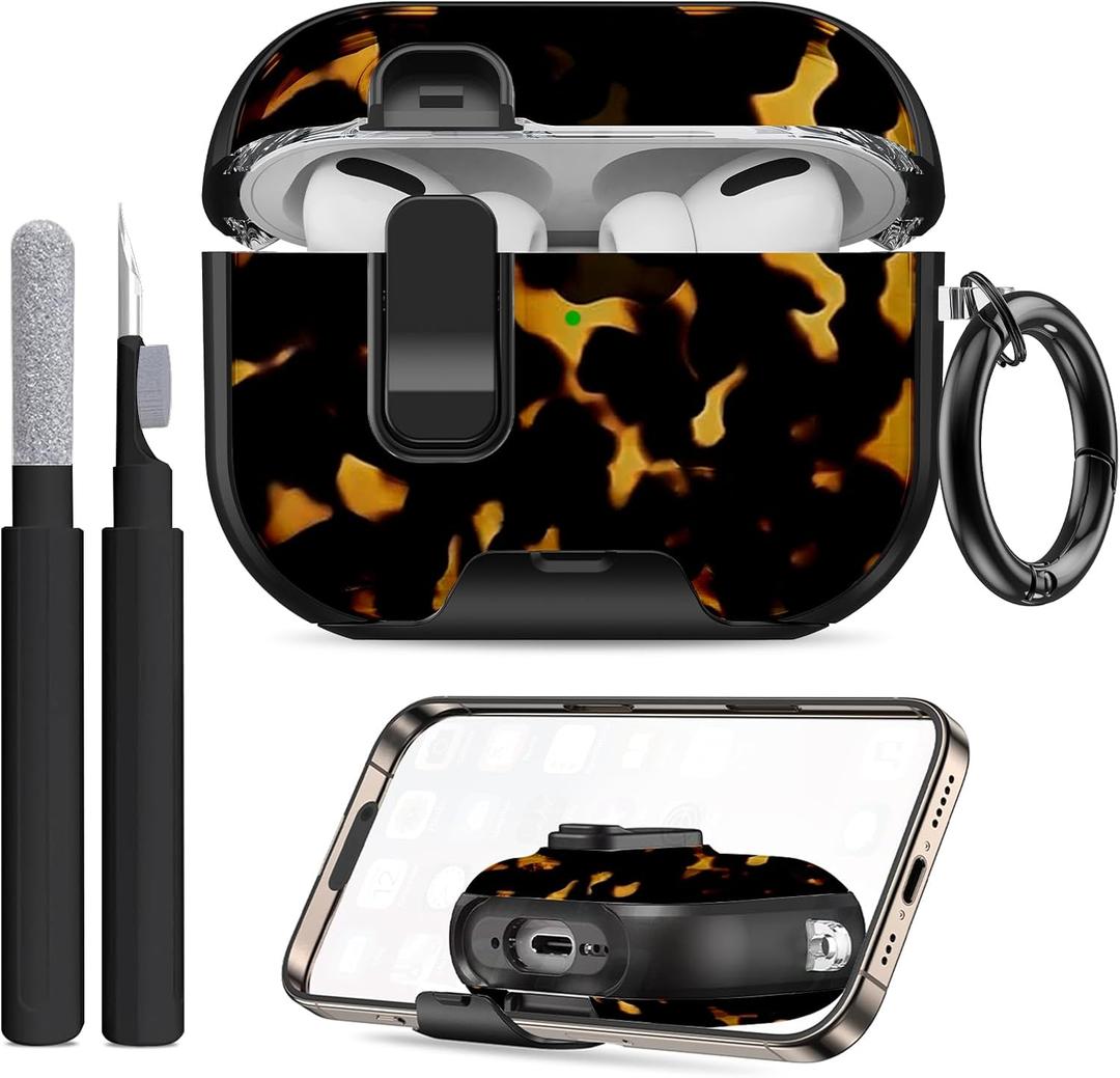 for AirPods Pro 3 Case (2025) with Phone Stand & Cleaner Kit, Cute Soft Silicone Cover for AirPods Pro 3rd Genera case with Keychain for Women Men with Keychain for Airpod Pro case(2025) (Brown Marble)