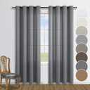 KOUFALL Dark Grey Curtains 84 Inch Length for Living Room 2 Panels Set Linen Cotton Look Semi Sheer Window Curtain Panels for Bedroom 52x84 Inches Long Charcoal Gray