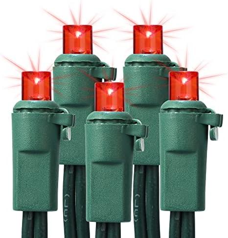 Brizled Red Christmas Lights, 33ft 100 LED 5MM Wide Angle Gentle Twinkle Christmas Lights, 120V UL Certified Connectable Xmas String Light Outdoor Xmas Tree Light for Tree Party Wedding Home Garden