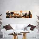 Boho Cactus Wall Art Mid Century Modern Wall Decor for Living Room Beige Geometric Minimalist Picture Abstract Mexican Desert Botanical Mountain Sun Painting Artwork Bedroom Home Decorations 14x48"
