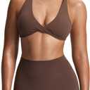 Aoxjox Women's Workout Sports Bras Fitness Satara Low Impact Bra Yoga Crop Tank (Fudge Coffee, Small)