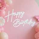 Babenest Flash White Felt Happy Birthday Sign - Reusable Strong Adhesion Banner for Backdrop, Balloon Arch Decor, Reception Party Supplies Birthday Party Baby Shower Decorations