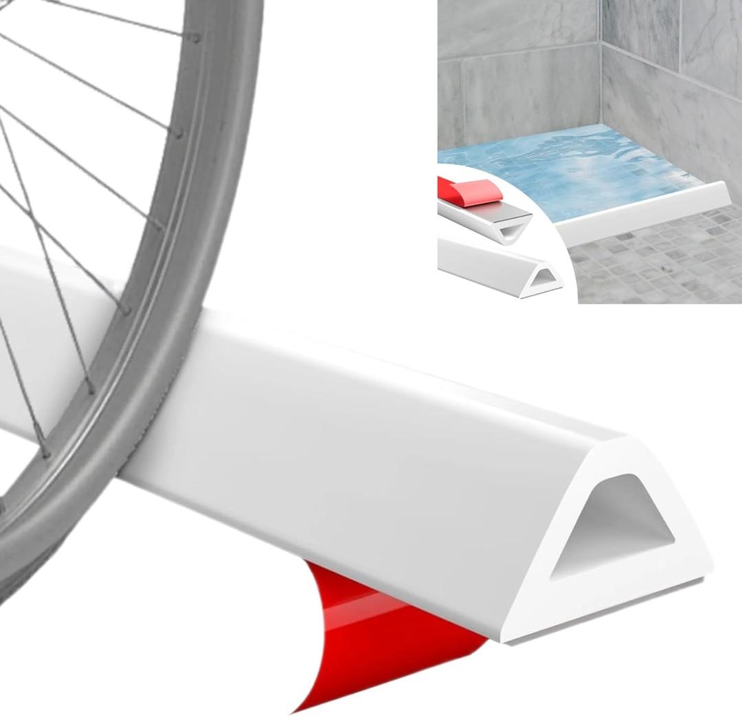 39in-Shower Threshold Water Dam,Shower Water Guard,Flexible Waterproof Splash,Self-Adhesive-Easy Install,for Use in Thresholds of Bathrooms and Kitchens Countertop Bedrooms(White) (White 1-m with holes)