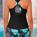 Yonique 3 Piece Athletic Tankini Swimsuits for Women with Shorts Swim Tank Tops with Sports Bra and Boyshorts Bathing Suits, XL