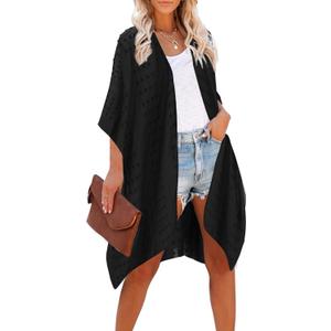Moss Rose Women Summer Bikini Kimono Bathing Suit Cover Ups for Swimwear (Black 1) One Size