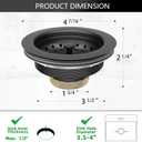 Black Sink Drain 3-1/2 Inch Matte Black Kitchen Sink Drain Strainer Assembly Kit with Strainer Basket and Drain Stopper for Standard Kitchen Sink Stainless Steel