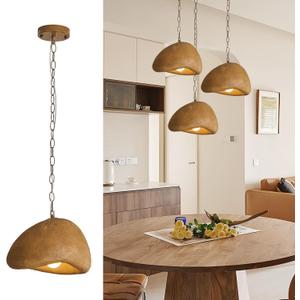 Brown Wabi Sabi Pendant Light 11.8in Japanese Lights Fixture Kitchen Island Pendant Lighting for Bedroom Living Room Restaurant Foyer Hallway