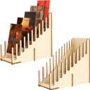 Chunful 2 Pcs Greeting Card Display Stand 10 Slot Wooden Sticker Display Stand Tabletop Postcard Greeting Card Holder Postcard Rack for Brochure Sticker Photo Table Retail Counter Desk, Natural Color