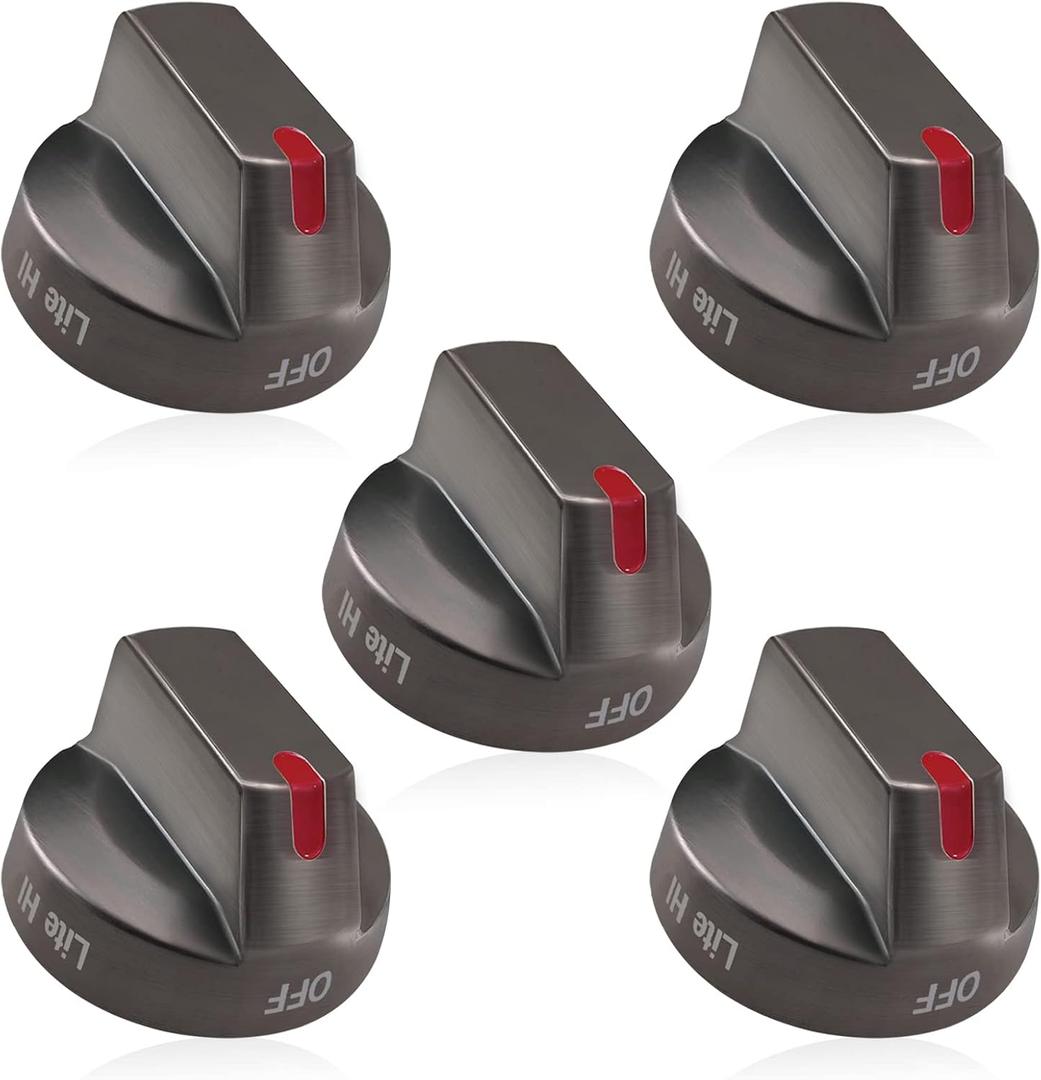 DG64-00473B Upgraded Samsung Stove Knobs Black Stainless Steel, Samsung Gas Stove knobs Oven knobs Replacements Compatible NX58M6850SG, NX58J7750SG, NX58J5600SG, NX58K7850SG (5Pack)