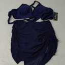 Blooming Jelly Womens High Wasited Bikini Sets Tummy Control Swimsuits Curvy Mesh Swim Skirt, (Navy Blue, Medium)