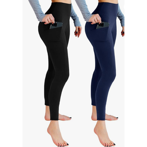 2 Pack Leggings with Pockets for Women, High Waisted Soft Leggings for Yoga Gym S/M