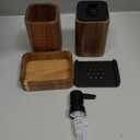 Bathroom Accessory Set Acacia Wood 3 Pieces Includes Bathroom Soap Dispenser, Bathroom Tumbler, Soap Dish Accessories for Bathroom Decor and House Warming Gift