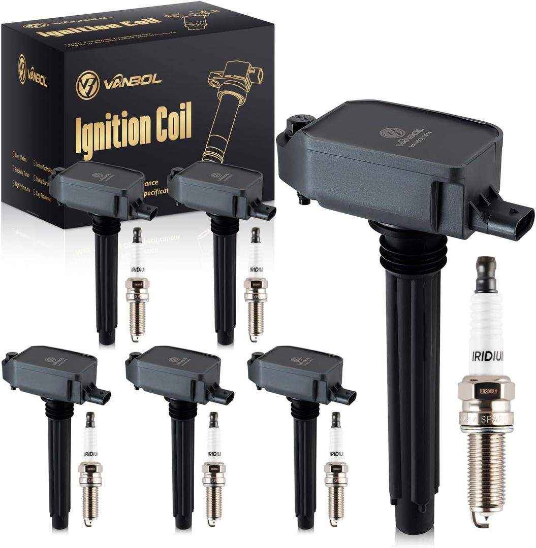 Set of 6 Ignition Coil Pack UF807 & Iridium Spark Plug Compatible with 2016-2024 Jeep Grand Cherokee Wrangler Dodge Durango Chrysler Pacifica Ram 1500 Voyager V6 3.6L Replace 68223569AB 93175