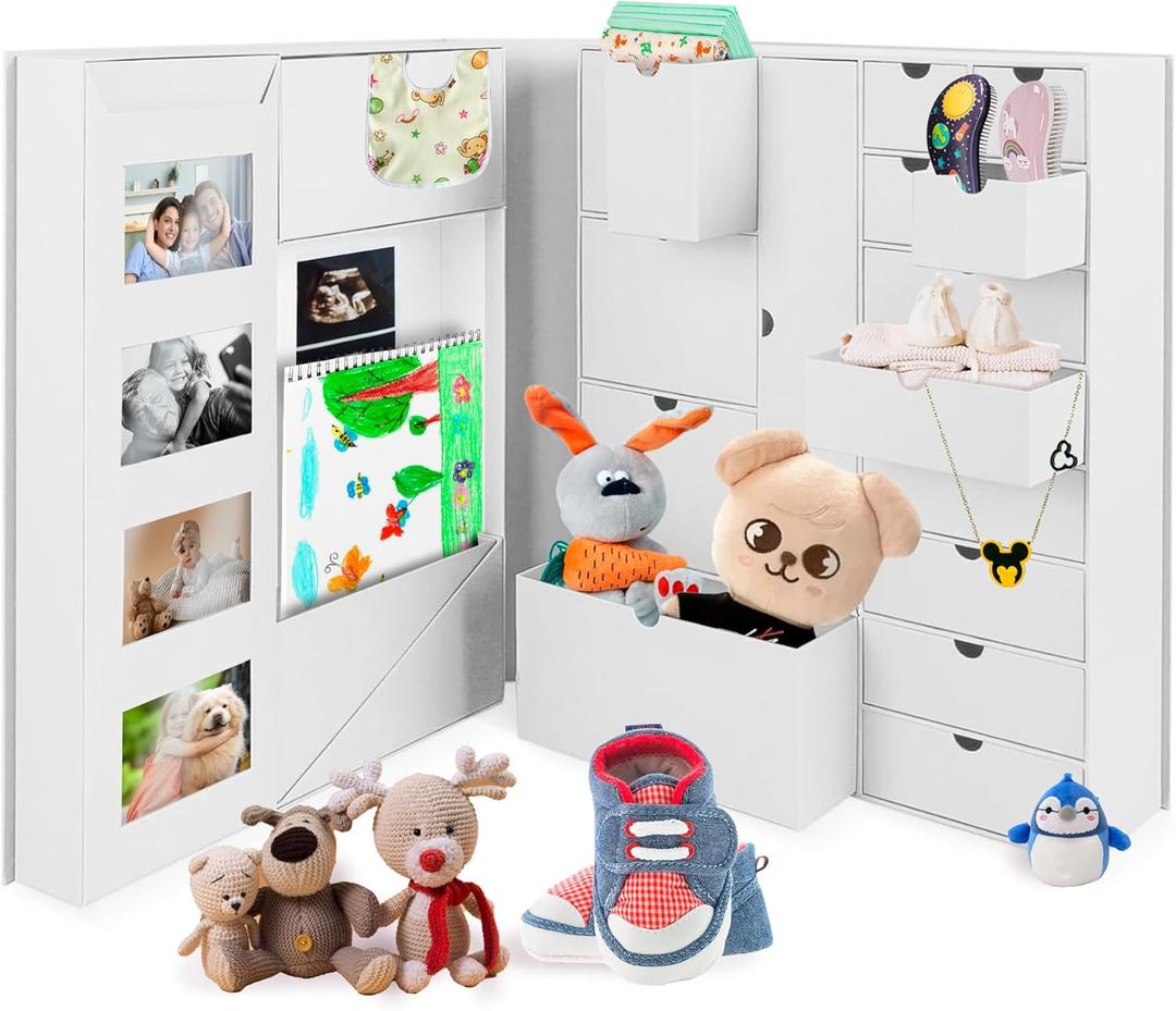 Baby Keepsake Box - Baby Memory Box - Baby Boy Girl Keepsake Box Tins Memory Box Pregnancy Baby Bubbs Storage Box Baby First Year Box Library Baby All-in-One Organizer,Pink