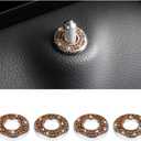 4PCS Bling Inner Car Door Lock Cover Stickers, Rhinestones Pull Rod Bolt Decorations, Crystal Auto Decals for Women Girls, Sparkly Car Door Lock Pin Caps for C Class C200L GLC260 C260L (Brown)