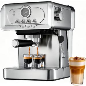 Espresso machine 20 Bar, Espresso Maker with Powerful Steam Milk Frother, Stainless Steel Coffee Machine with Fast Heating System for Latte, Cappuccino