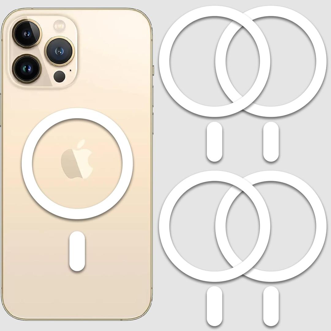 Metal Ring Compatible with MagSafe Sticker Designed for iPhone 12~17, Circle Magnetic Magnet Adapter Rings for Phone Case (White)