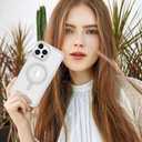 2 x Anuck Case for iPhone 15 Pro Max Case Magnetic Phone Case Compatible with MagSafe, Soft TPU Bumper Hard Translucent Matte Back Slim Fit Shockproof Protective Cover for Men Women Girls - Cream White