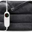 HYLEORY Heated Electric Blanket Throw 50" x 60" Soft Warm Flannel with 6 Heating Levels & 9 Hours Timer Auto Shutt Off, Heating Blanket for Full Body - Dark Grey