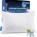KUCEY Cooling Side Sleeper Pillow for Neck and Shoulder Pain, Luxury Shredded Memory Foam Firm Cool Bed Pillows for Sleeping Set of 1- Adjustable Standard Size- Washable Cover Original White