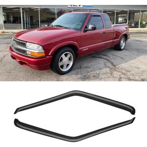 Window Visor for 1994-2004 Chevy S10/GMC Sonoma, 1995-2005 S10 Blazer/S15 Jimmy, Rain Guards Shields Vent Deflector Shade Wind Dark Smoke for 1996-2000 Isuzu Hombre, Tape-On, 2PCS