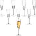 XKXKKE Plastic Champagne Flutes, 8 Pcs Shatterproof Reusable Fancy Crystal Clear Champagne Glasses, 5 oz Acrylic Unbreakable Elegant Party Drinking Cocktail Wine Glasses Wedding Birthday Bar Goblets
