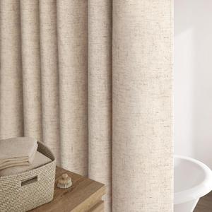 Awellife Tan Linen Style Shower Curtain Set with 12 Durable Hooks - Taupe Fabric Textured Heavy Cloth Neutral Shower Curtains for Bathroom 36 x 72 Inch