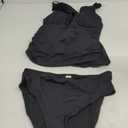 Women's Two Piece Swimsuits, Ruffle Tankini Tummy Control Bathing Suits, V Neck Swimwear, Large
