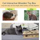 Interactive Wooden Cat Puzzle Toy Box Indoor Hunting Play Toy to Stimulate Your Cats Energy and Instincts (Burlywood)