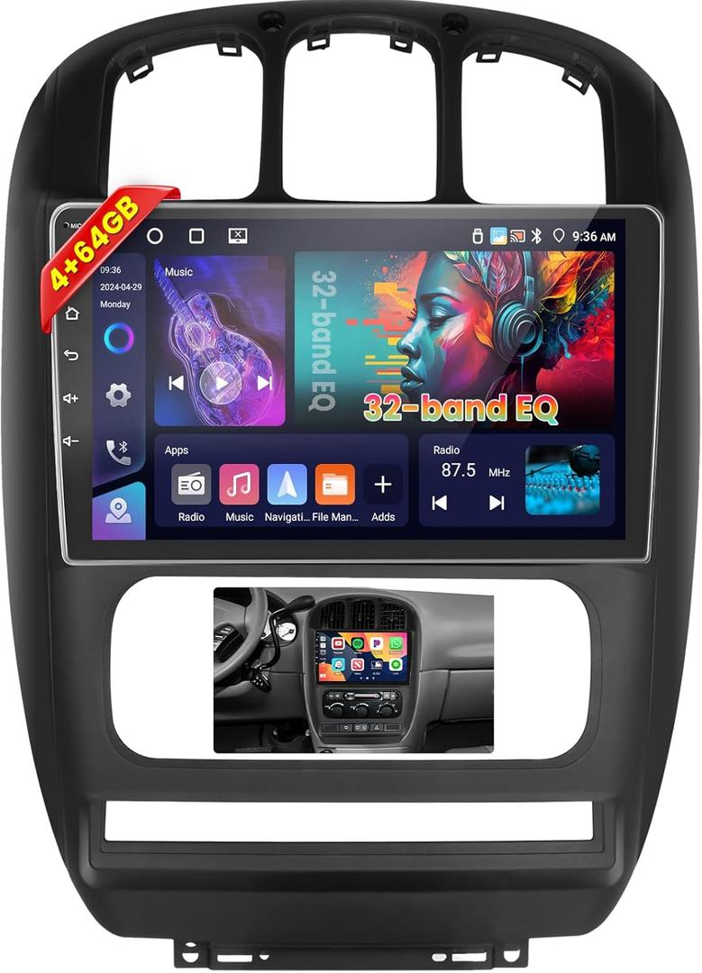 2+64G Inefala for Dodge Caravan Chrysler Town & Country 2001-2007 Android Car Radio Stereo with Wireless CarPlay Android Auto, 10.1 Inch HD Touchscreen