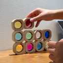 20PCS Wooden Gem Blocks Stacking Toys,Colorful Acrylic Windows Blocks, Rainbow Crystal Acrylic Building Cubes Educational Sensory Training Crystal Toys (20PCS Round Gem Blocks)