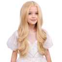 Kids Blonde Wig Curly Toddler Blond Wigs Middle Part Golden Blonde Wig for Girls Daily Party Cosplay Wigs