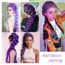 Purple Braiding Hair Pre Stretched 24 Inch Long Braid, 2 Packs Purple Hair Extensions for Braids, Straight Yaki Texture Synthetic Hair Extensions for Stage Party Halloween Costume Cosplay