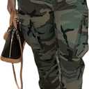 Vakkest Women's Oversized Camo Cargo Pants Jogger Trousers Workout Sweatpants Camouflage Army Fatigue with Pockets, XXL 