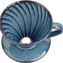 Pour Over Coffee Maker, Single Cup Ceramic Coffee Dripper, Reusable Filter Cone Drip Holder Slow Brewer with Hole Flat Bottom for Home, Office, Travel, Camping (Blue)