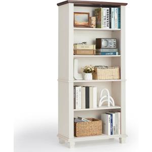 70" Tall White Bookshelf,5 Tier Wood Book Shelf with Adjustable Shelves & Wood Legs,Free Standing Farmhouse Bookcase with Open Display Storage,Vintage Kids Bookshelves for Nursery,Bedroom 70" Tall White Bookshelf,5 Tier Wood Book Shelf with Adjustable Shelves & Wood Legs,Free Standing Farmhouse Bookcase with Open Display Storage,Vintage Kids Bookshelves for Nursery,Bedroom
