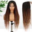 Fancy Hair Braided Wig for Black Women Square Knotless Box Braided Wigs Full Double Lace Glueless Braids Wig with Baby Hair Synthetic Ombre Brown to Blonde Braid Wig 26 inch