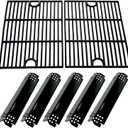 Direct Store DG265 Replacement Cast Iron Grill Grates & Porcelain Steel Heat Plate Flame Tamer for Home Depot Nexgrill 4 Burner 720-0830H, 5 Burner 720-0888N, 720-0888 Gas Grill Models, 17" x 13 1/4"