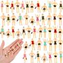 Namalu 50 Pcs 1: 75 Ho Scale Miniature People Figures Beach Swimsuits Figurines Standing Painted Mini People Set Miniature Doll House Accessories Cake Decor for Pool Beach Party Favors
