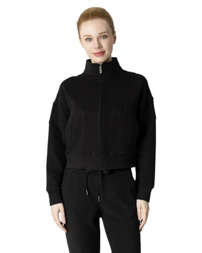 Leapstride Women's Fleeced Performance Jacket - Full-Zip Stand-Up Collar, Warm Fleece for Winter Daily Wear M
