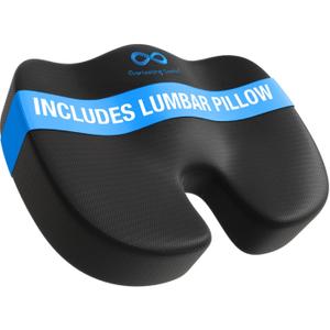 Everlasting Comfort Doctor Recommended Memory Foam Seat Cushion for Office Chairs & Car Seat - Ergonomic Office Desk Accessories for Tailbone Pain Relief, Sciatica & Back Support