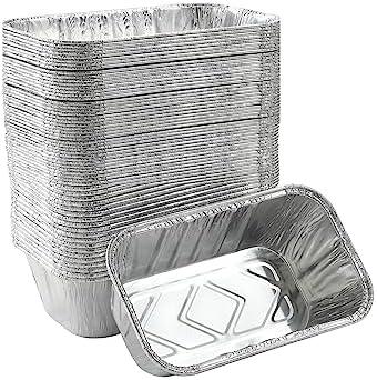 Waytiffer (50 Pack) 1Lb mini Loaf Pans Heavy Duty Disposable Aluminum Foil Bread Tins Standard Size 17, 22, 28, 36 Inch Oven Safe Sturdy Small Bread Tin Pans 1 Pound Loaf Pans