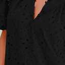 BTFBM Womens Blouses Summer Hollow Out Eyelet Embroidery Tops V Neck Buttons Puff Sleeve Boho Shirts Spring Fashion 2026 (Black, XL)
